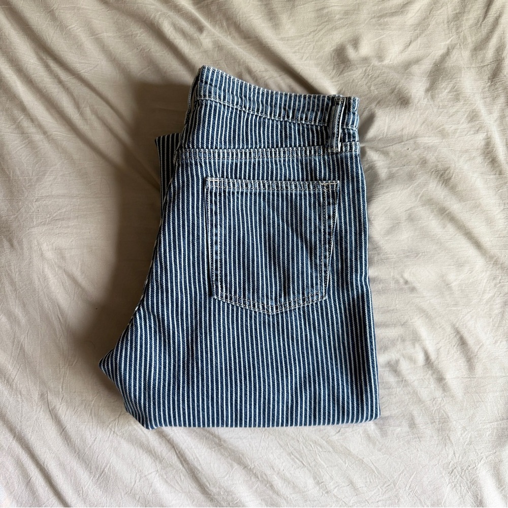 GAP Blue & White Pinstripe Wide-Leg Jeans - Picture 3 of 3